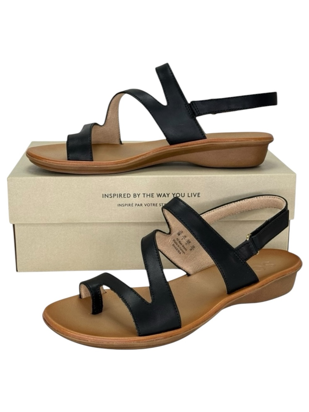 Soul Naturalizer Shakina Black Faux Leather Toe Ring Womens Sandals Size 10M